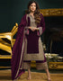 Traditional Party Wear Velvet Salwar Suit Purple Velvet Palazzo Straight Front View